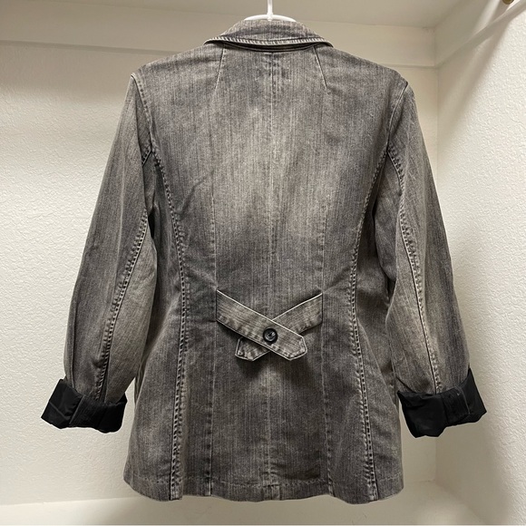 Coldwater Creek Shaped charcoal gray faded, stretch denim blazer, Sz 14 - Picture 7 of 14